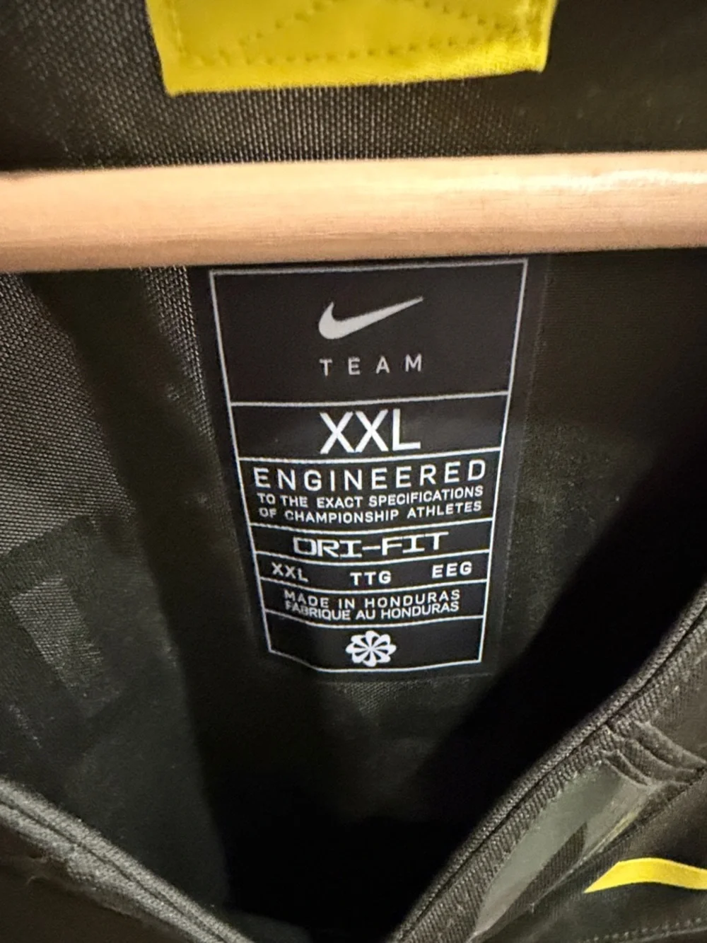 Nike Men’s Football Jersey - Olive Green with Yellow Accents - Picture 6 of 6